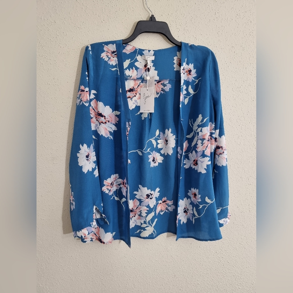 Joie Michi Blue Floral Printed Silk Blouse Size S. New With Tags. - Picture 7 of 10
